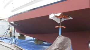 Side view, after new bottom paint