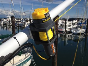 Superwinch with line, close-up view.