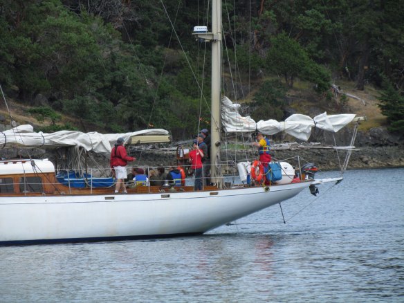Aft deck of schooner in Reid Harbor