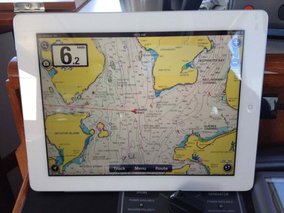 Navionics app display on the iPad