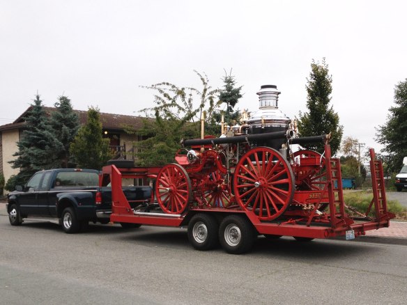 steam fire engine on trailer