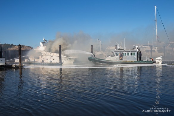 Pumping Water Anacortes Boat Fire