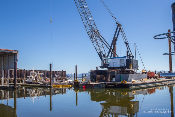 salvage crane closeup anacortes boat fire