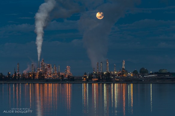 Full Moon Over Anacortes Refinery
