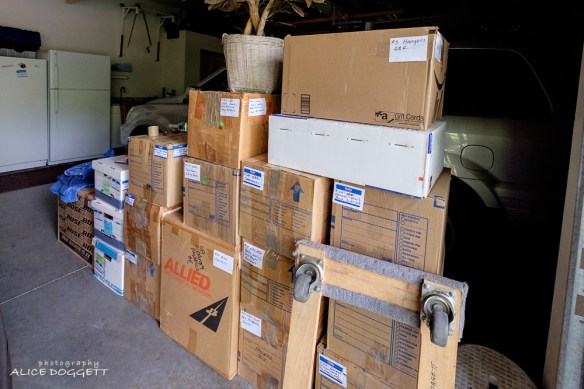 Packing boxes in garage